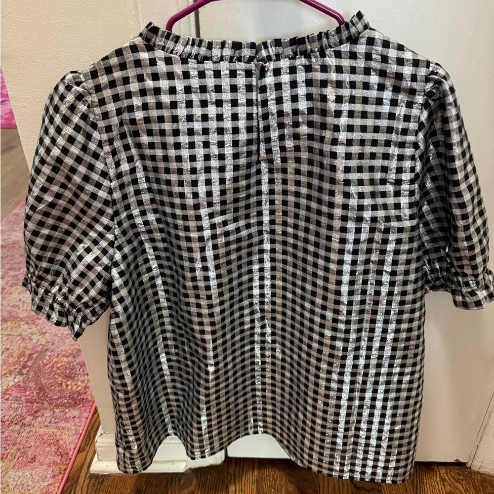 NWT silver shimmer and black gingham top - Picture 3 of 3
